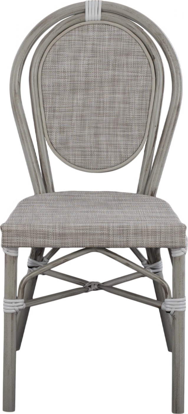 Aluminijasti stol videza bambusa patina siva s tekstilom 45x57x88 cm