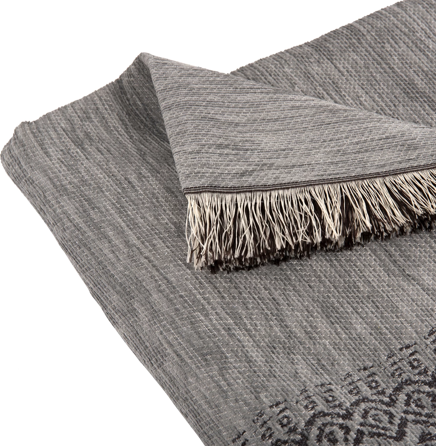 Prevleka za kavč - pregrinjalo s franžami DREAMTOPIA FH12165.05 v svetlo sivi barvi 295X170cm