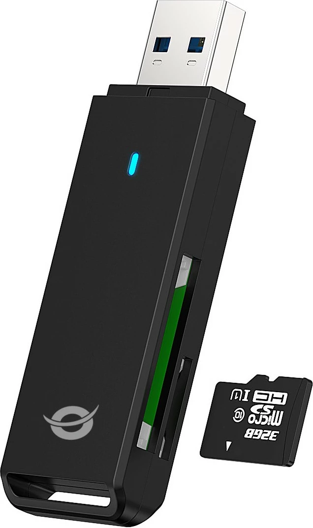 Čitalec kartic USB-A 3.2, Micro SD/SD, Conceptronic, črn