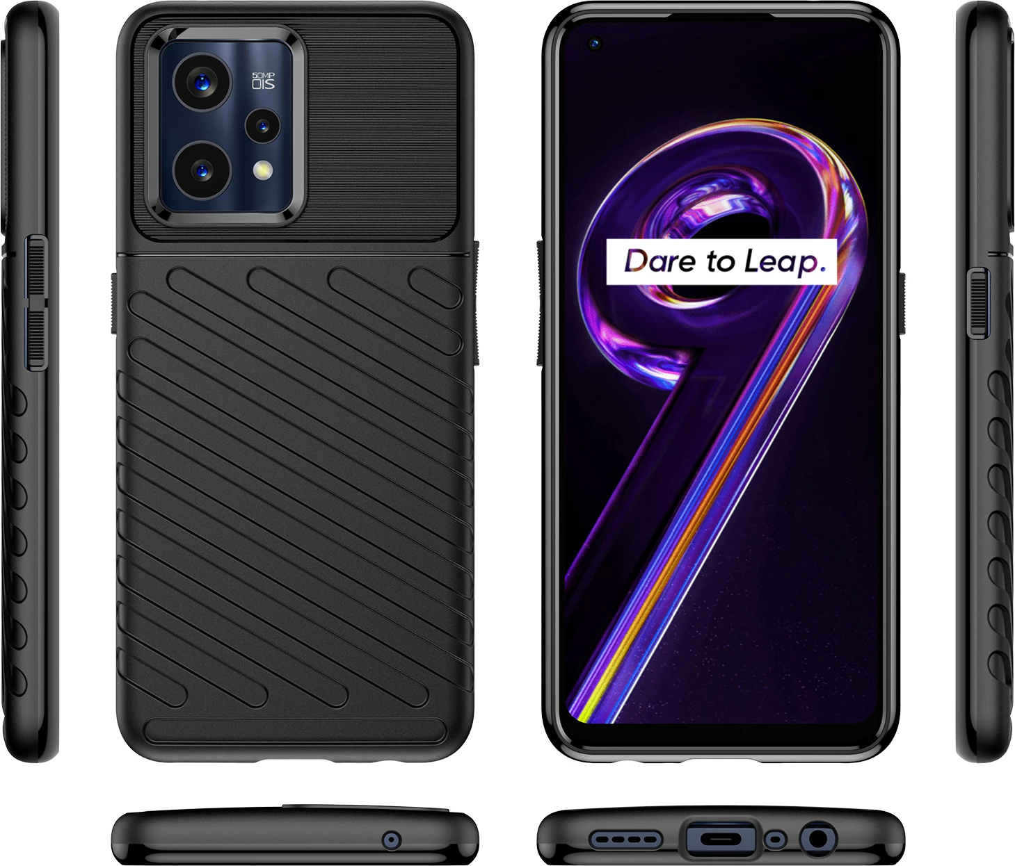 Zaščitni ovitek Hurtel Thunder Case za Realme 9 Pro+, črn