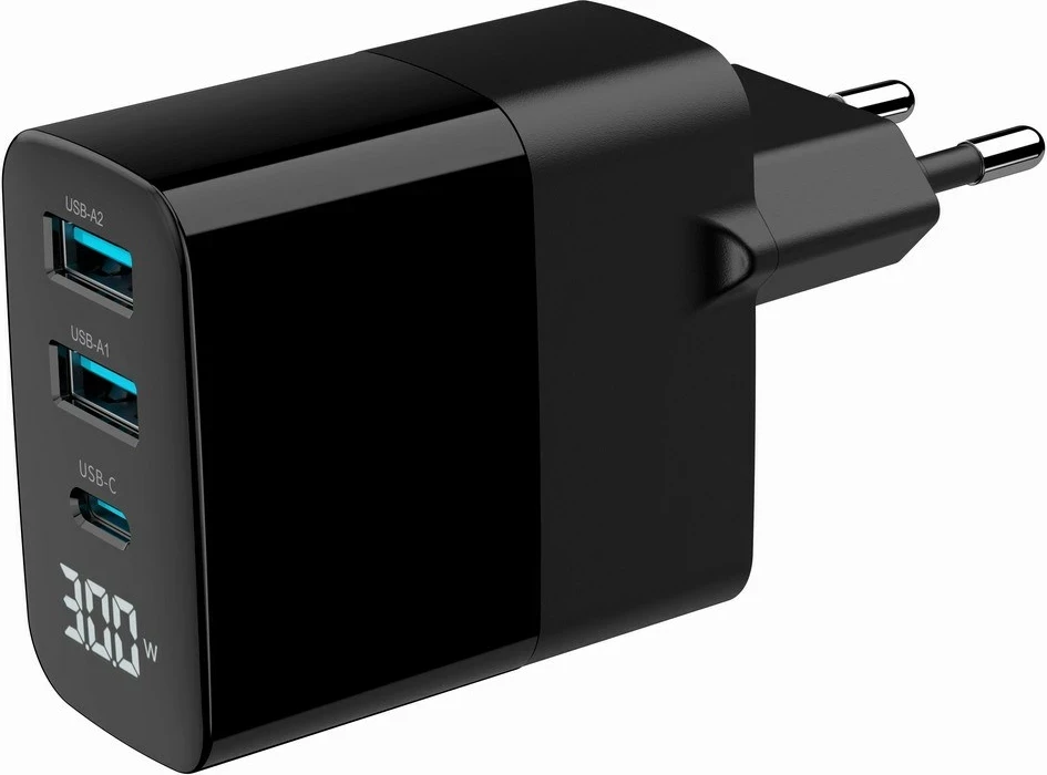 Univerzalni polnilec z LCD zaslonom Gembird TA-UC-PDQC30LCD-BK-02, 30W, črn
