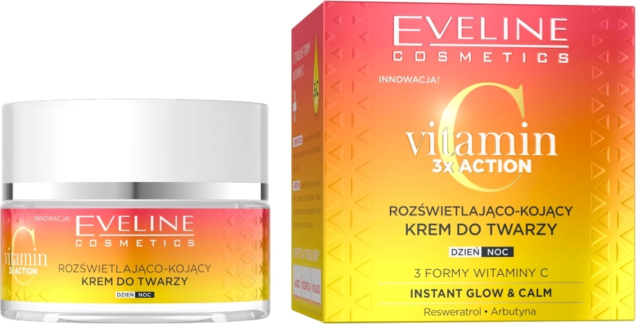 Posvetljujoča in pomirjujoča krema za obraz z vitaminom C 3x Action, Eveline Cosmetics, 50 ml