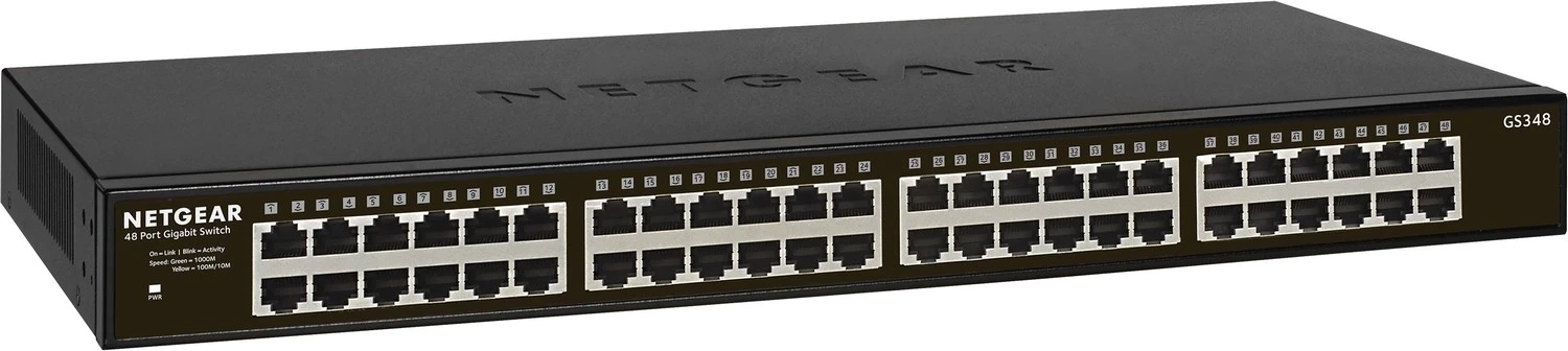 Neupravljiv switch, 48 vrat, za 19" omare, kovinsko ohišje Netgear GS348-100EUS