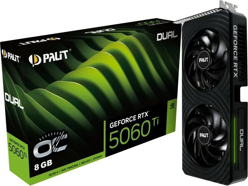 Grafična kartica Palit GeForce RTX 5060 Ti, 8 GB GDDR7, DUAL OC, PCI-E 5.0, črn