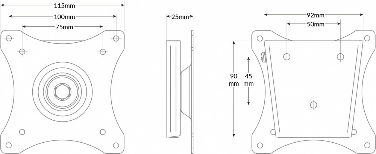 Stenski nosilec za monitor Edbak GD03, VESA 75x75 - 100x100, 10 kg, črn