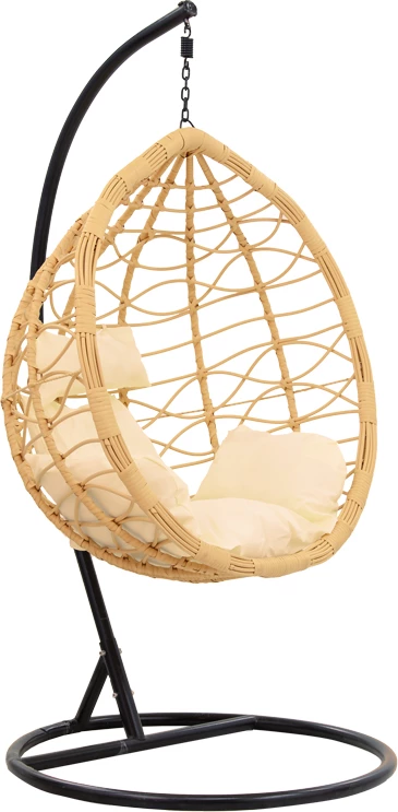 Viseči vrtni stol, kovinski, črn - PP naraven - blazina bež Hudson, 109x119x195 cm