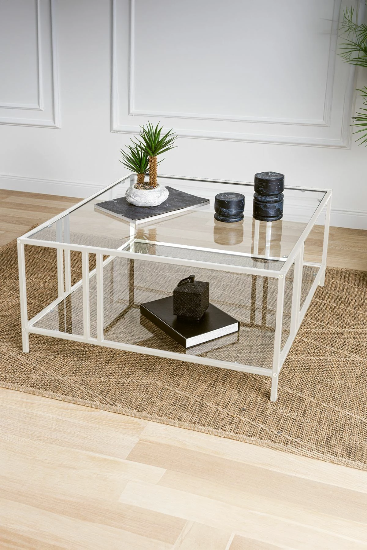 Elegantna kavna mizica Hanah Home Uranüs, bela, prozorna