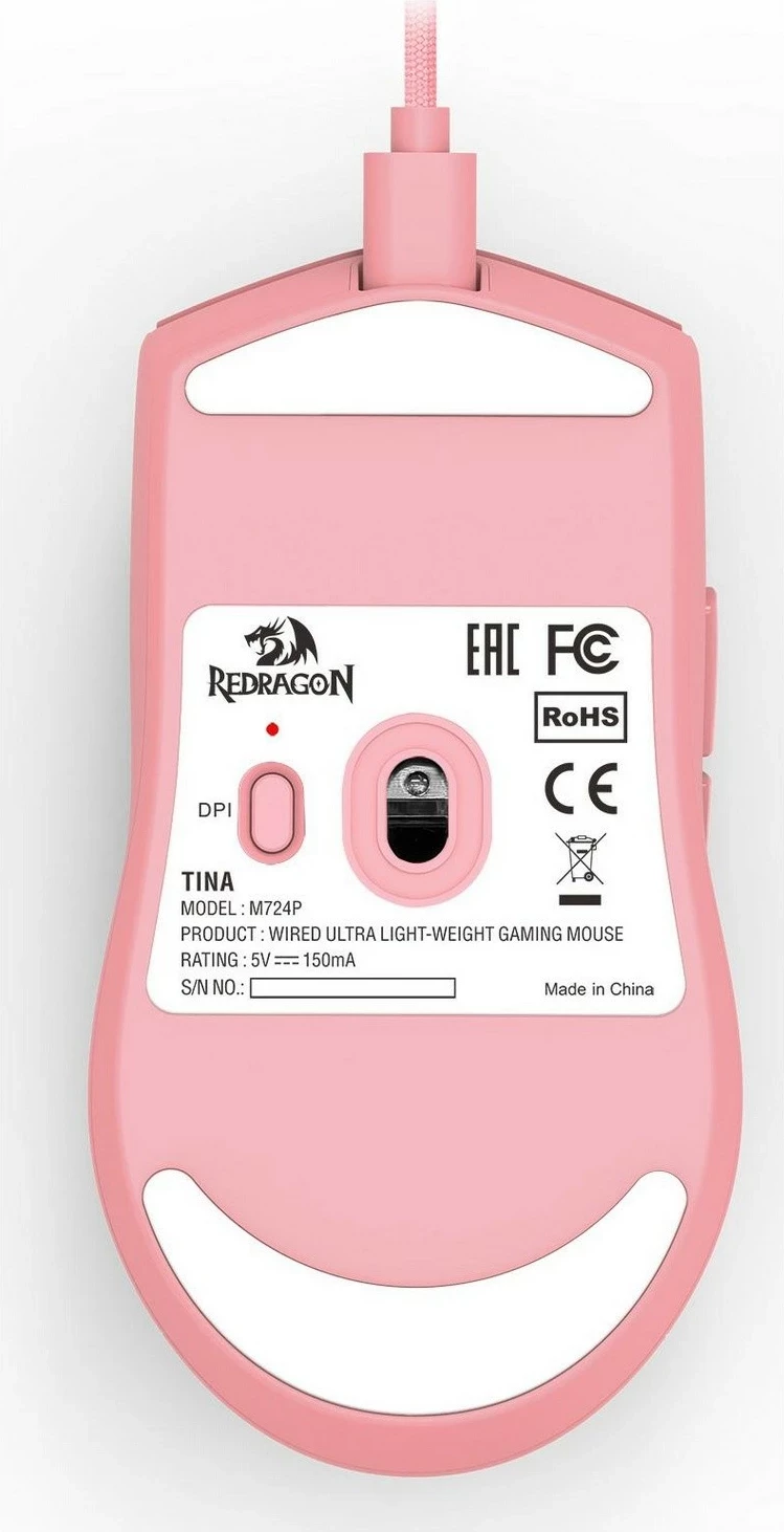 Optični miš Redragon M724P K1NG, 12.400 DPI, rožnat
