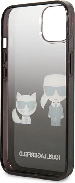 Hardcase Ikonik Karl & Choupette za iPhone 13 mini 5,4", Karl Lagerfeld, črn z gradientnim učinkom