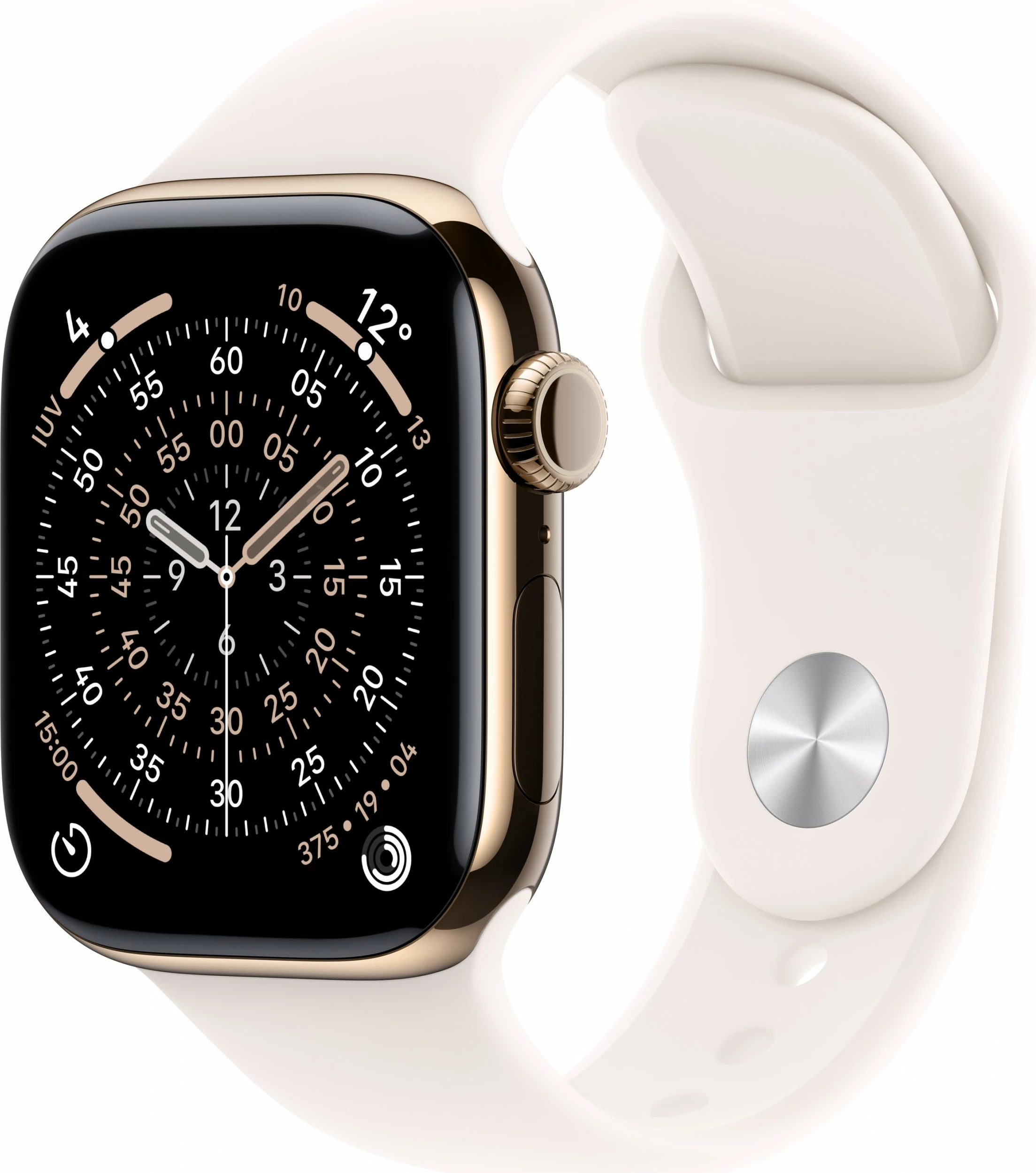 Pametna ura Apple Watch S11, titan zlata, Cellular 42 mm, športni pašček bledo rožnat S/M