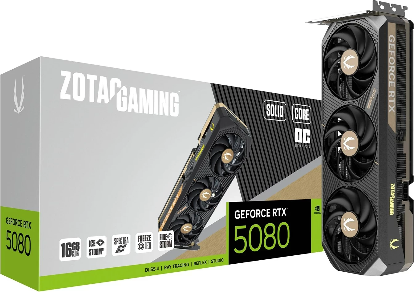 Grafična kartica ZOTAC GAMING GeForce RTX 5080 SOLID CORE OC, 16 GB GDDR7, črna