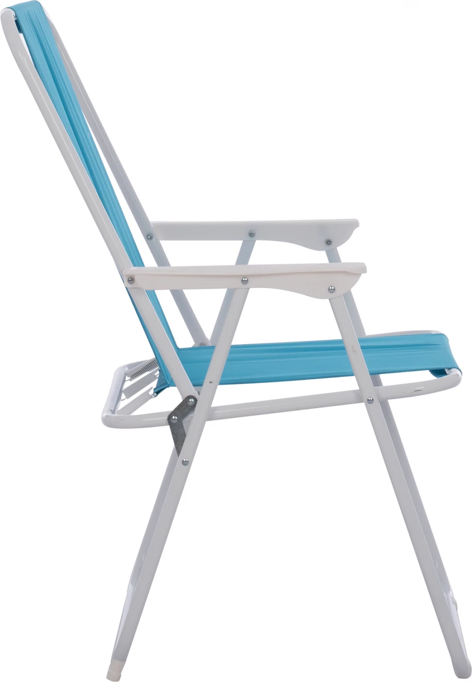 Plažni stol z visokim naslonom Zložljiv svetlo moder FH5148 Kovinski