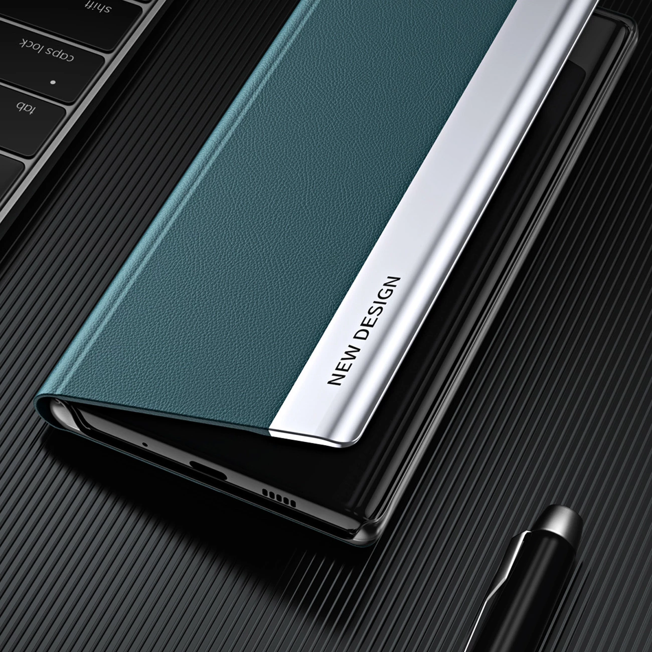 Zaščitni ovitek Sleep Case Pro Hurtel za Xiaomi Redmi 11A / Poco C55 / Redmi 12C, s pokrovom in stojalom, črn