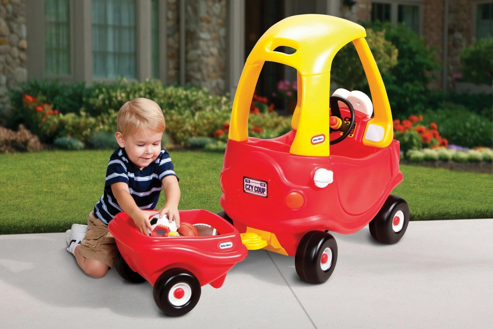 Igračna prikolica za Cozy Coupe, plastična, 2 kolesi, rdeča/rumena — Little Tikes 170324-PE13