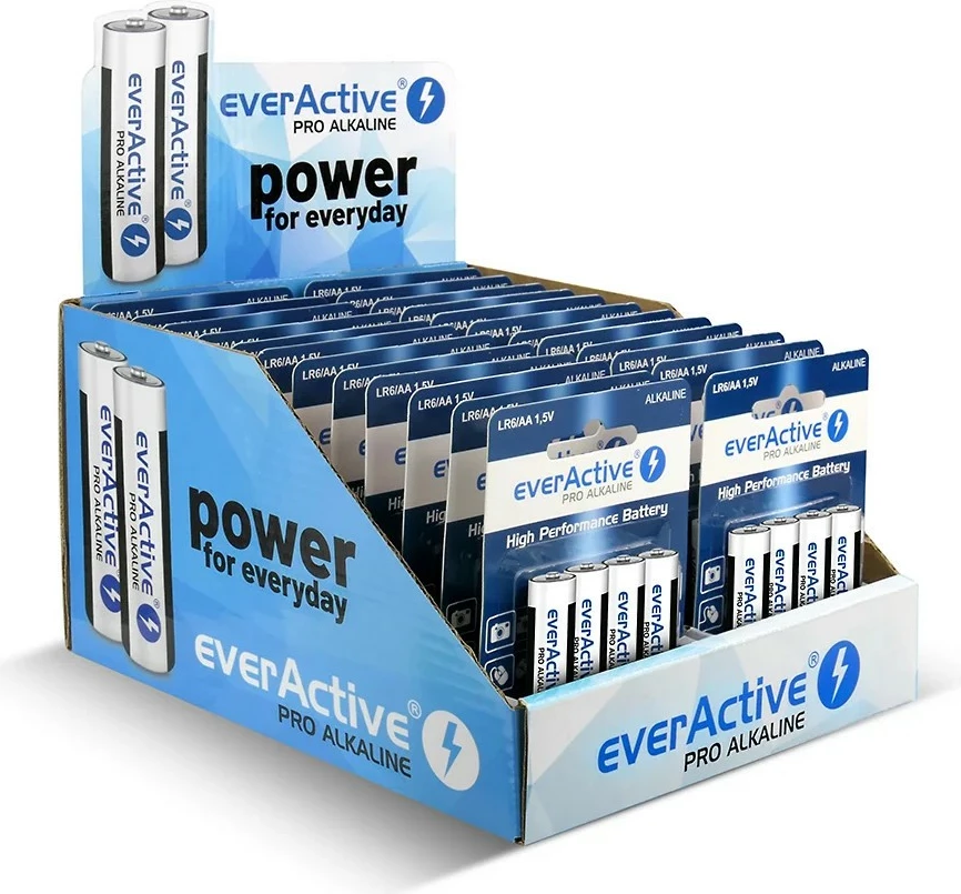 Alkalijske baterije AA everActive PRO, LR6/AA, 96 kosov (display)