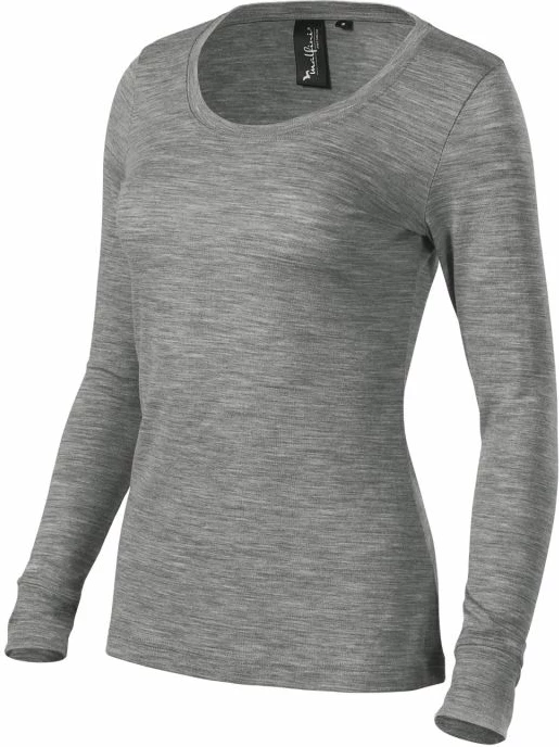 Premium Merino ženska majica z dolgimi rokavi, Malfini, siva