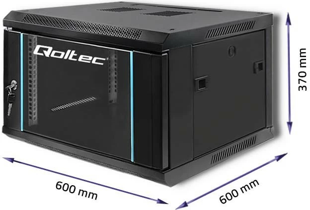 Računalniško ohišje RACK 19-inch, 6U, 600 x 370 x 600 mm, črn, za stensko montažo Qoltec