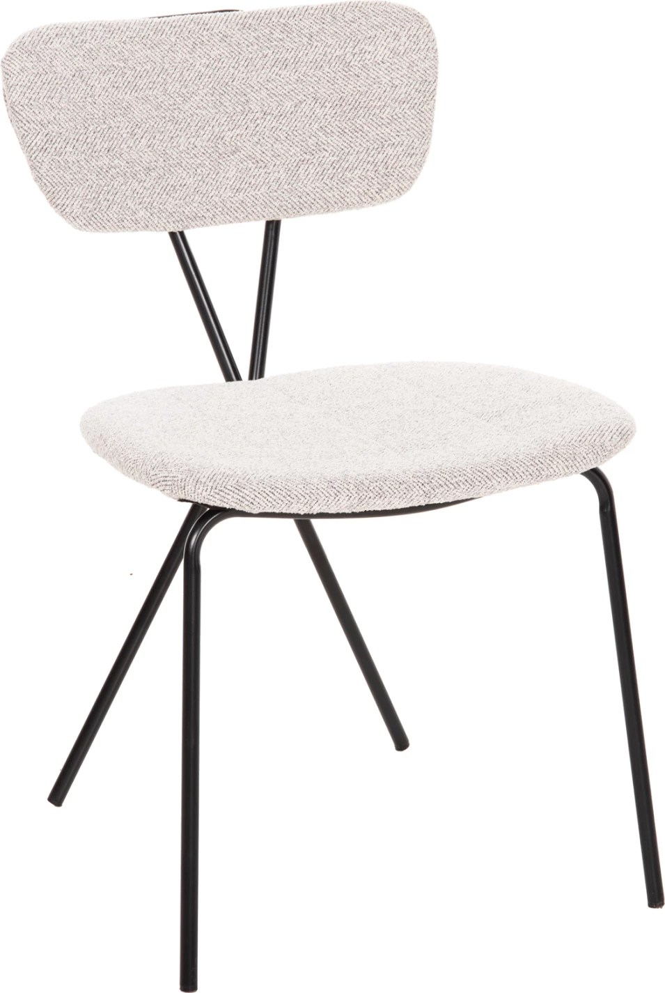 Jedilni stol DORY FH9855.03 kovinski okvir v črni barvi-tkanina v svetlo sivi 48,5x61x76Hcm, set 4 kosov