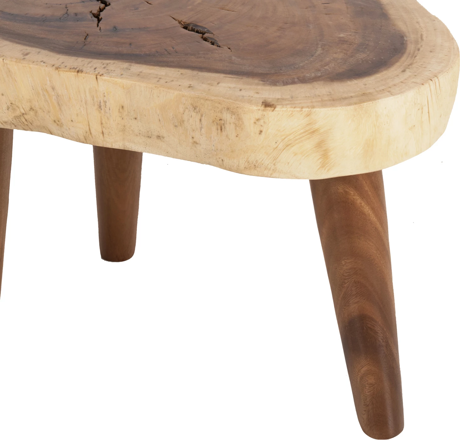 Klubska miza DOMPU FH9630 iz masivnega lesa suar 8 cm debela mizna plošča 66x44x46H cm