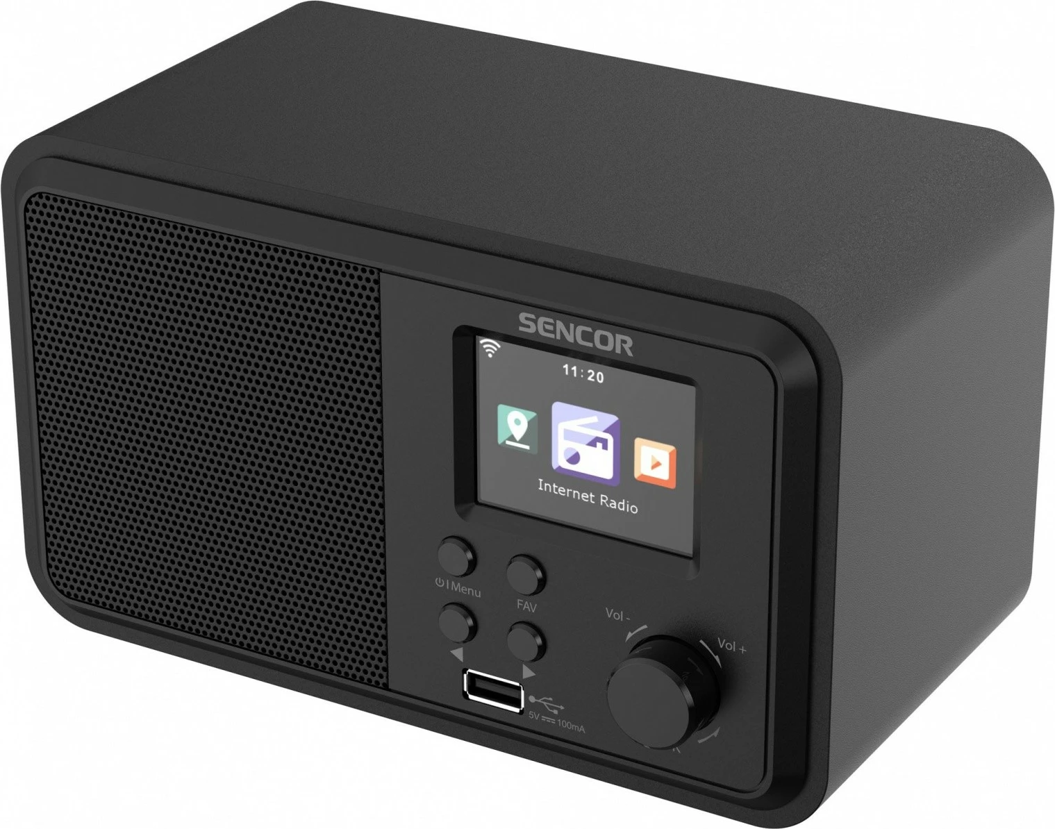 Internetni radio Sencor SIR 5100WDB, 4 W, WiFi, FM, DAB+, USB, velik barvni LCD, črn