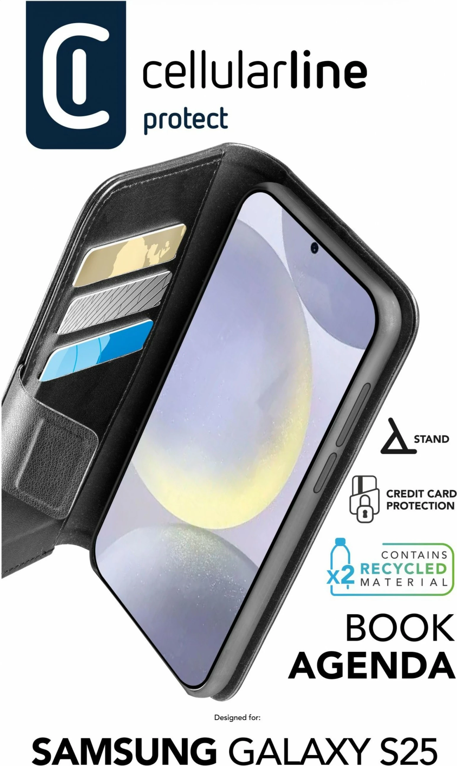 Folio ovitek za Samsung Galaxy S25, 6,36", črn - Cellular Line