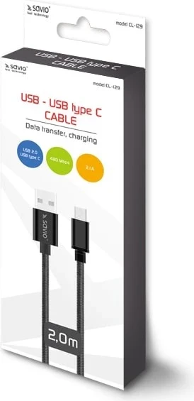 USB kabel Savio CL-129, 2 m, črn