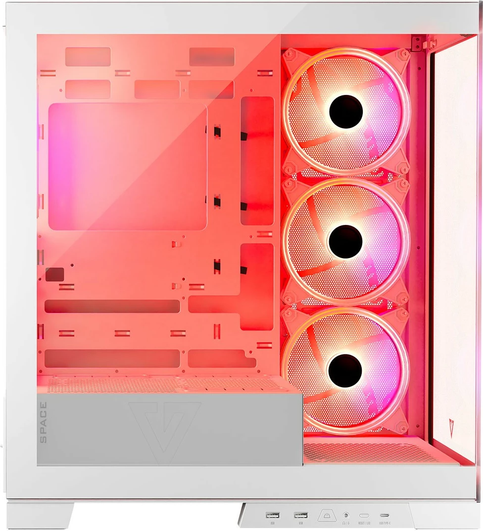 Ohišje MODECOM Volcano Space ARGB, Midi Tower, kaljeno steklo, belo