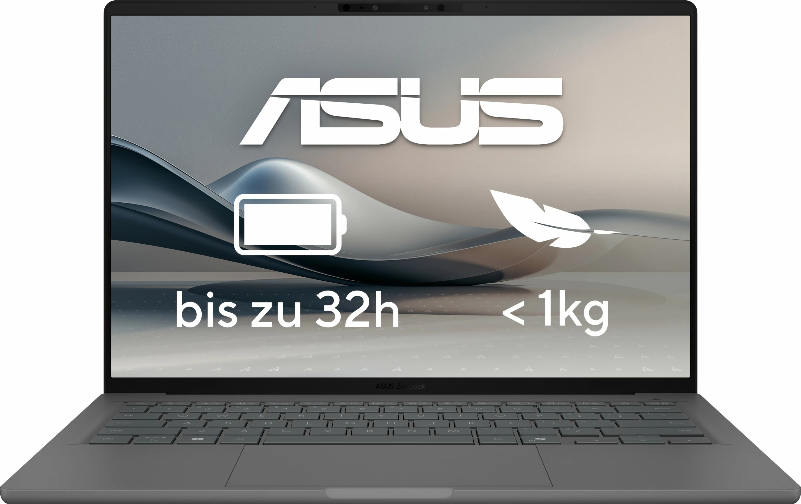 Ultra lahek prenosnik ASUS Zenbook A14 Snapdragon X Elite, 32 GB RAM, 1 TB SSD, Windows 11, siv