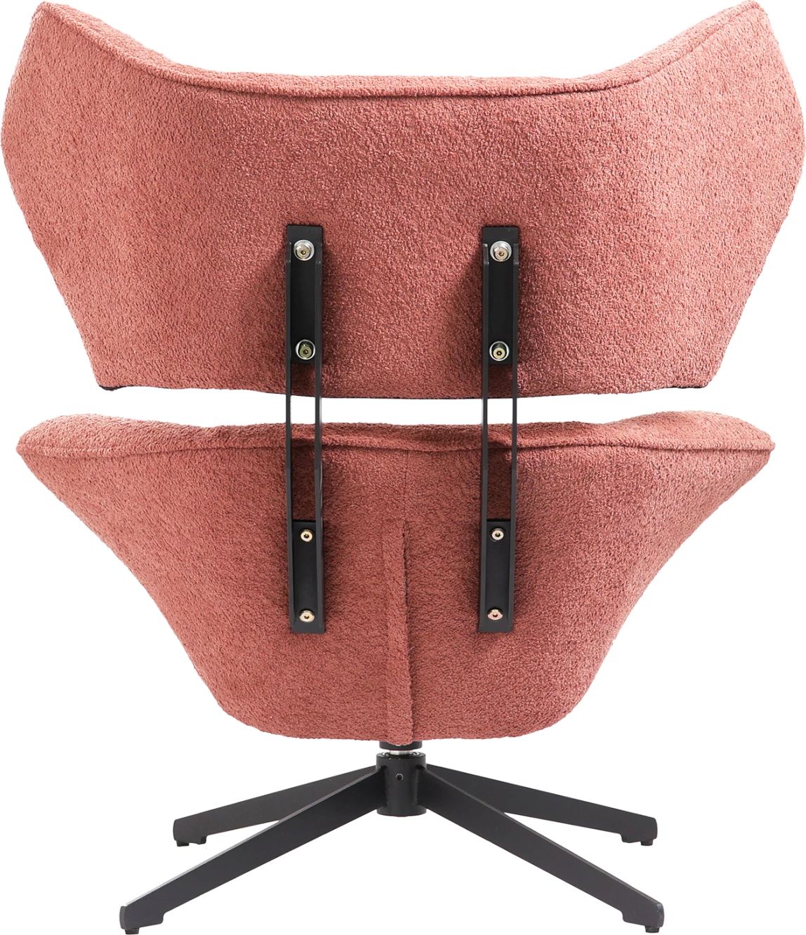 Vrtljivi naslanjač BRYLL FH9597.02 roza boucle-črna kovinska osnova 86x90x97Hcm