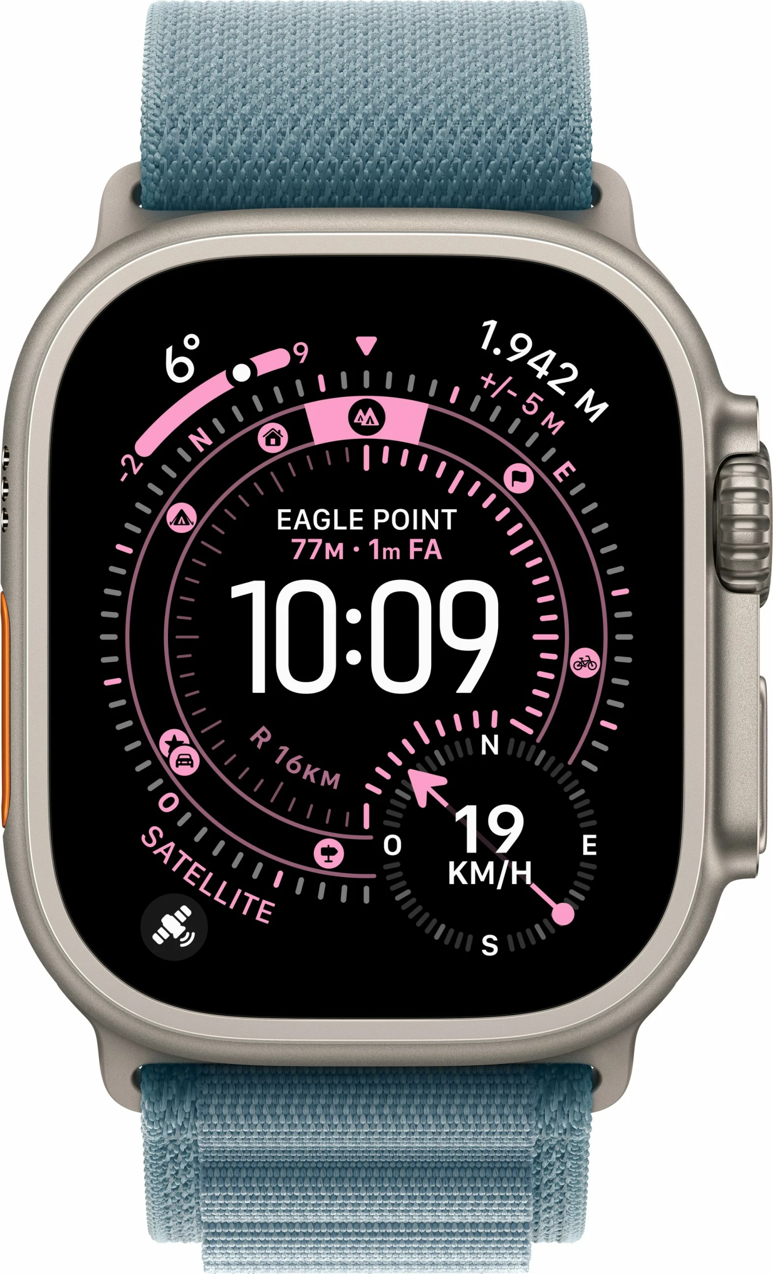 Pametna ura, titansko ohišje, 49 mm, z mobilno povezavo, Alpine Loop svetlomodra, srednja — Apple Watch Ultra 3