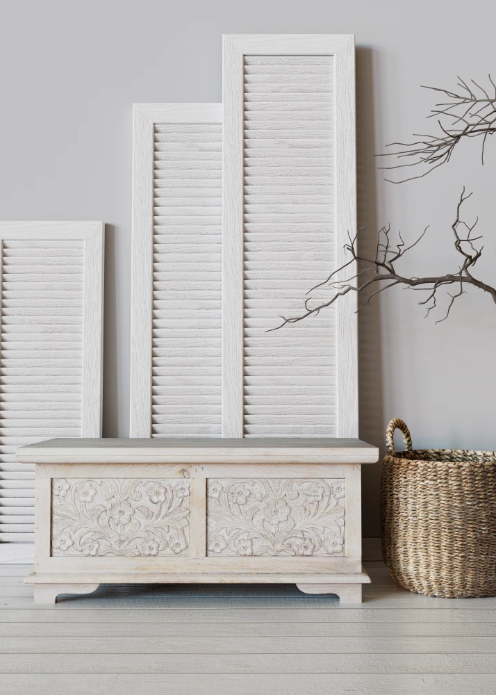 Dekorativna skrinja iz mangovega lesa, naravna decape barva, 80x40x34 cm