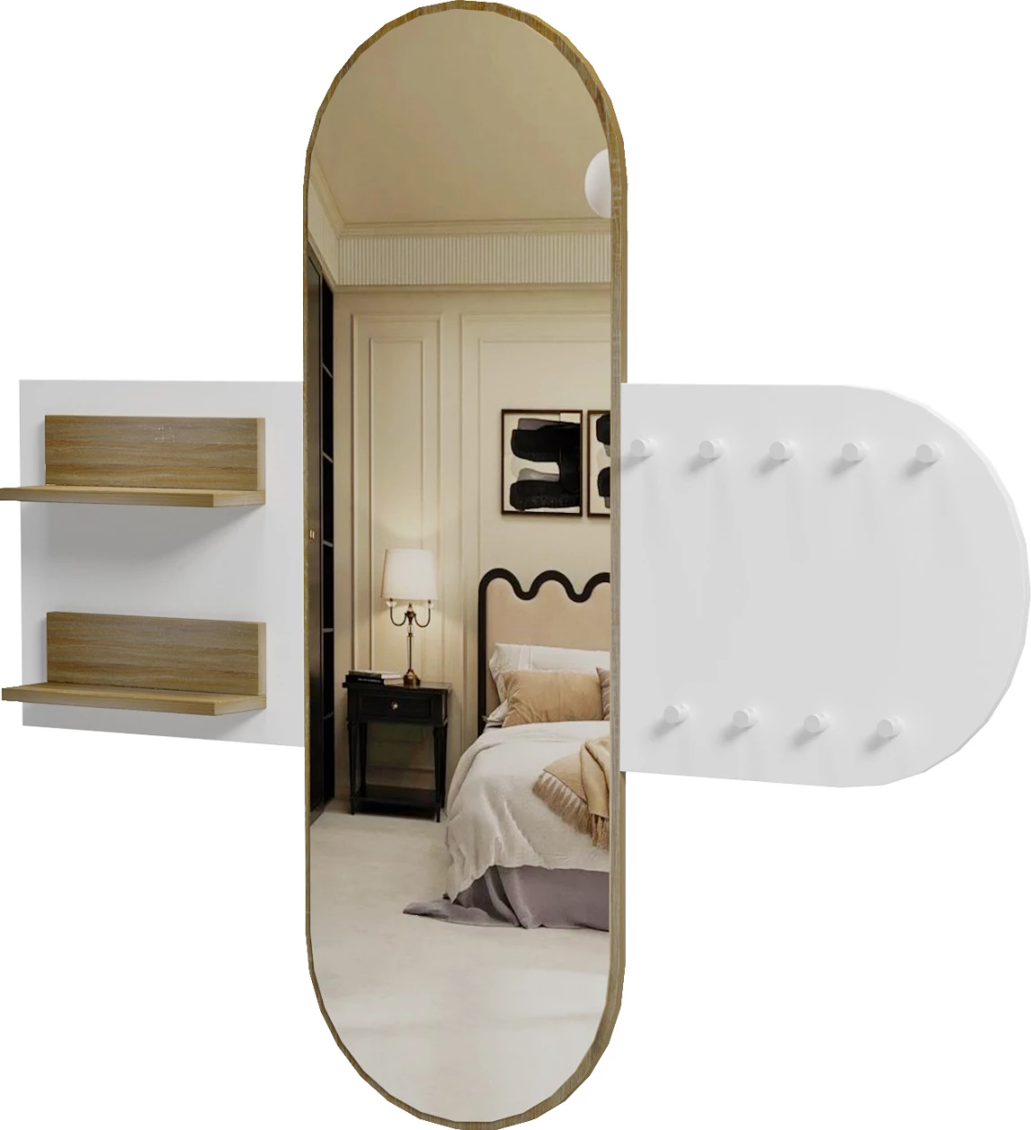 Pohištvo za vhod z ogledalom CHERYL ΗΜ9049.12 melamin belo-sonama 125x40x120Hcm