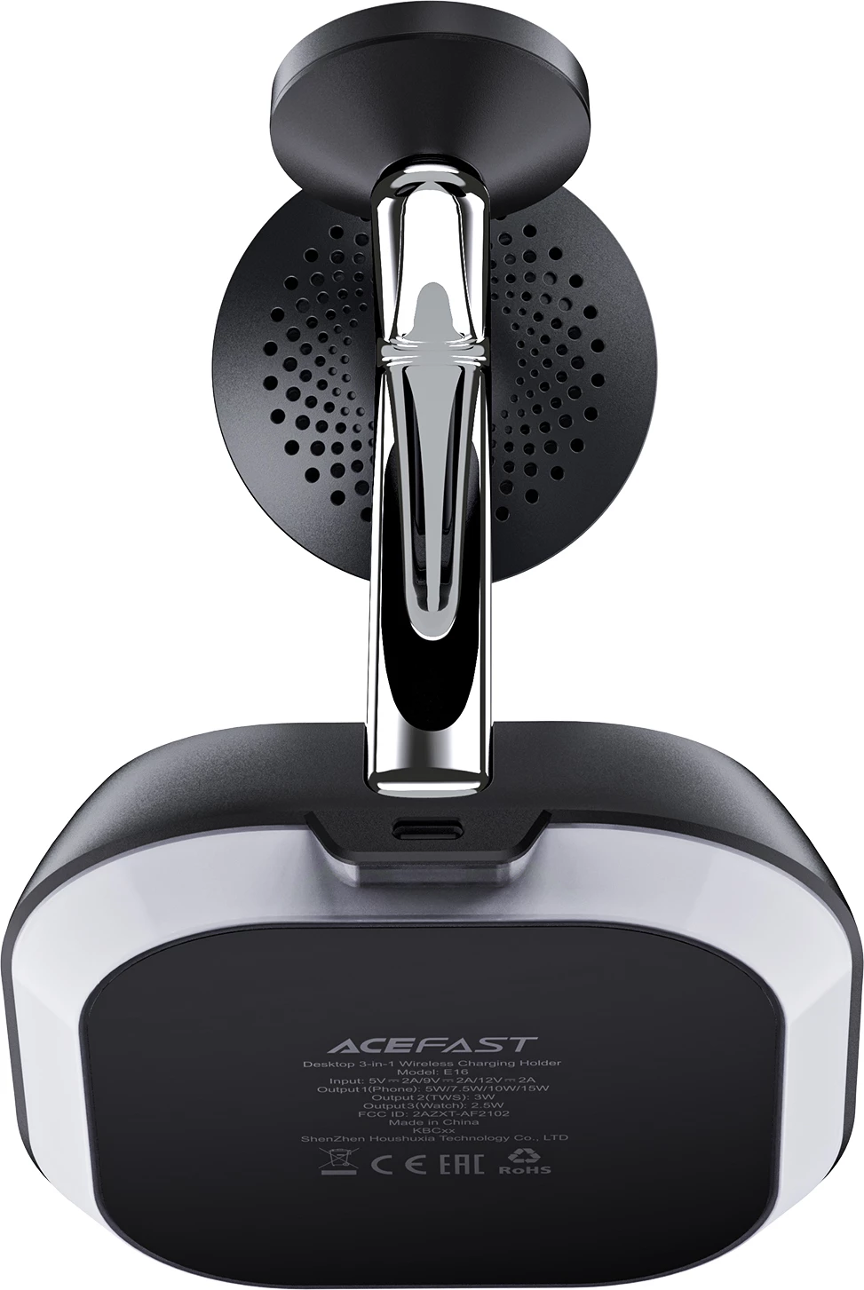 Polnilna postaja 3-v-1 za telefon, uro in slušalke, Acefast E16, 15W, črna