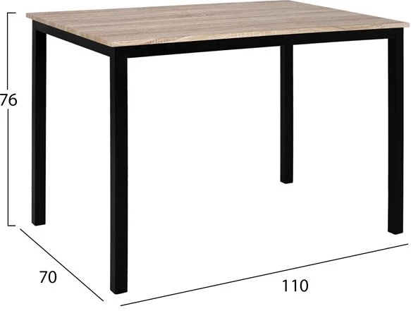 Set 5 kosov miza sonama s črnimi nogami in črni stoli Vanessa FH11002.02 110x70x76 cm