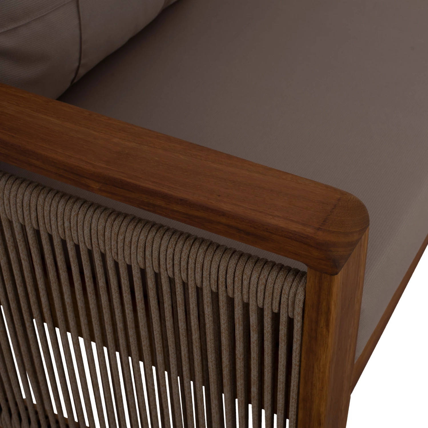 Zunanji komplet 4 kosov FH5877.01 iz iroko lesa in vrvi v barvi oreha-bež