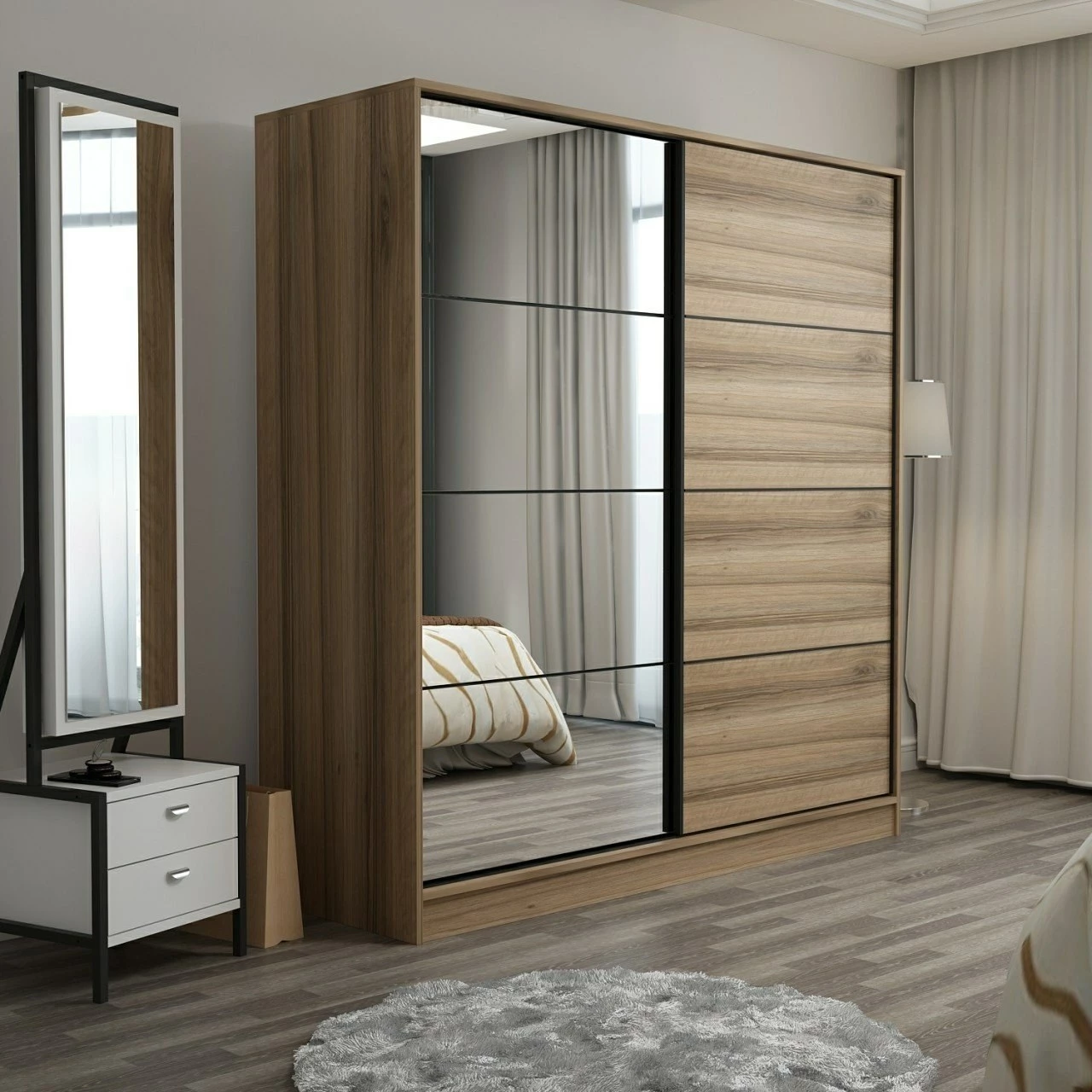 Garderobna omara, Hanah Home Kale, 180x190x60 cm, zlata