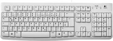 Polna velikost QWERTZ tipkovnica za podjetja Logitech K120, žična USB, bela