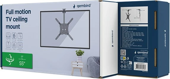 Stropni nosilec za TV/monitor Gembird CM-55ST-01, 23-55", črn