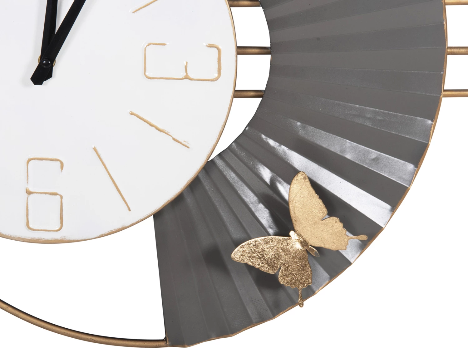 Stenska ura FH4212 kovinska v beli barvi s črnimi kazalci 116x7x50,5Hcm