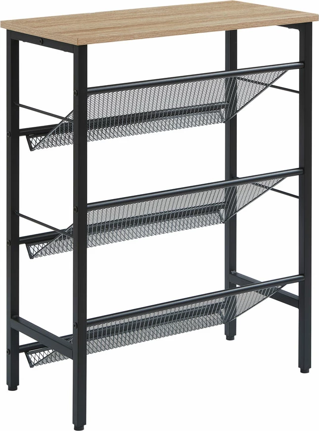 Polica za čevlje, 3 police, rjava-črna, 60x30x80 cm Plexus