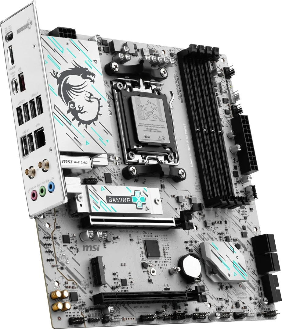 Matična plošča MSI B840M GAMING PLUS WIFI6E, Socket AM5, micro ATX, bela
