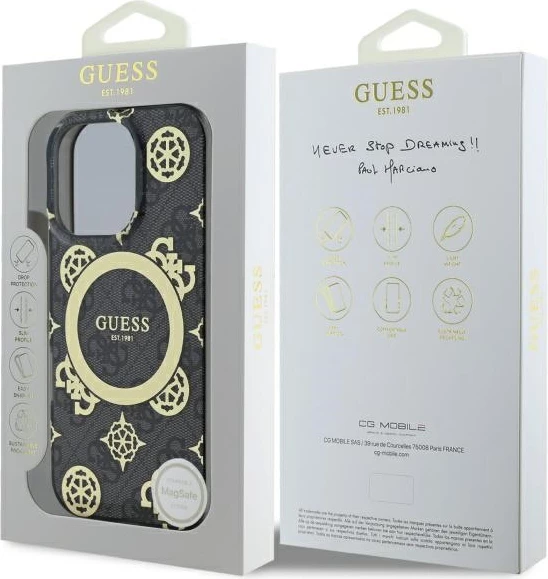 Ovitek za telefon Guess IML Peony On 4G za iPhone 16 Pro Max, črn