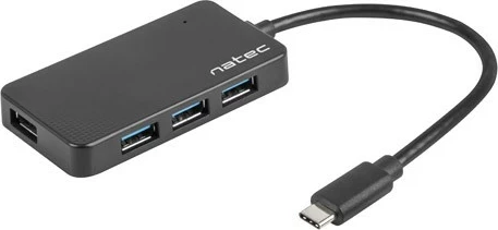 USB razdelilec, Natec Silkworm NHU-1343, 4x USB 3.0, USB-C, črn