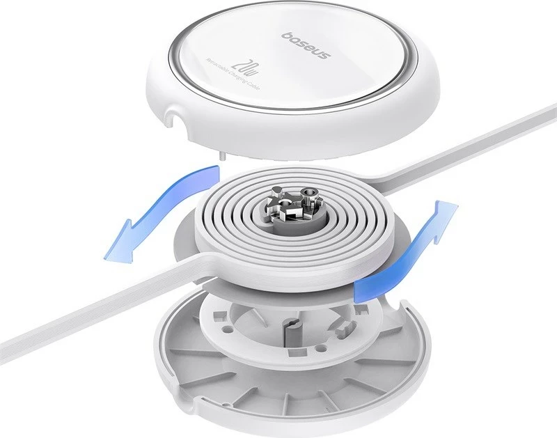 Kabél za polnjenje, USB-C na Lightning, 1 m, 20 W, bel — Baseus Free2Pull