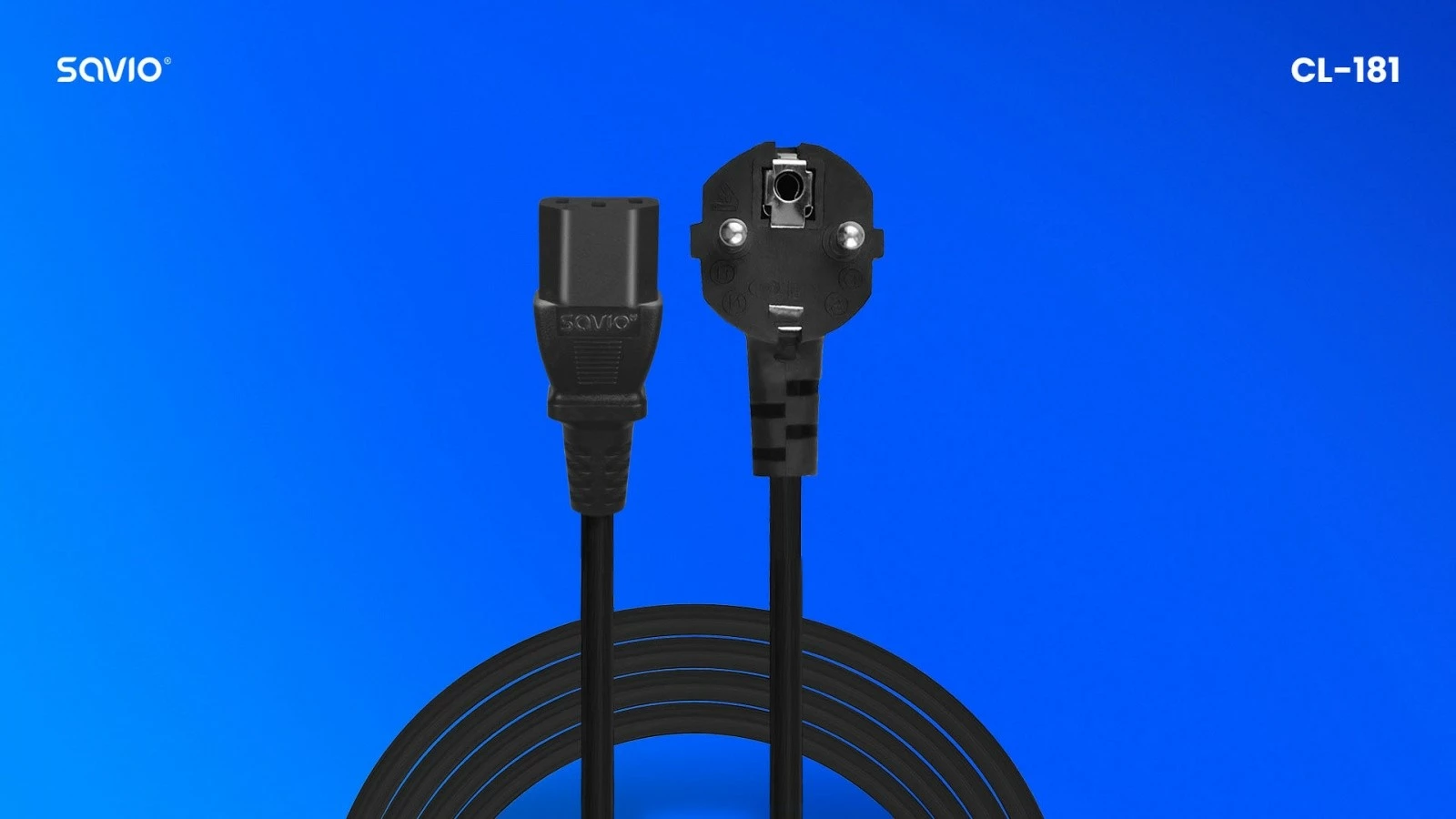 Napajalni kabel Savio CL-181, 5 m, črn