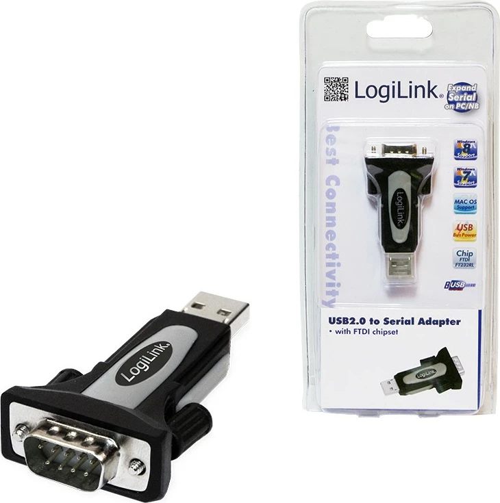 Adapter USB 2.0 na serijski vmesnik LogiLink AU0034, črno/srebrn