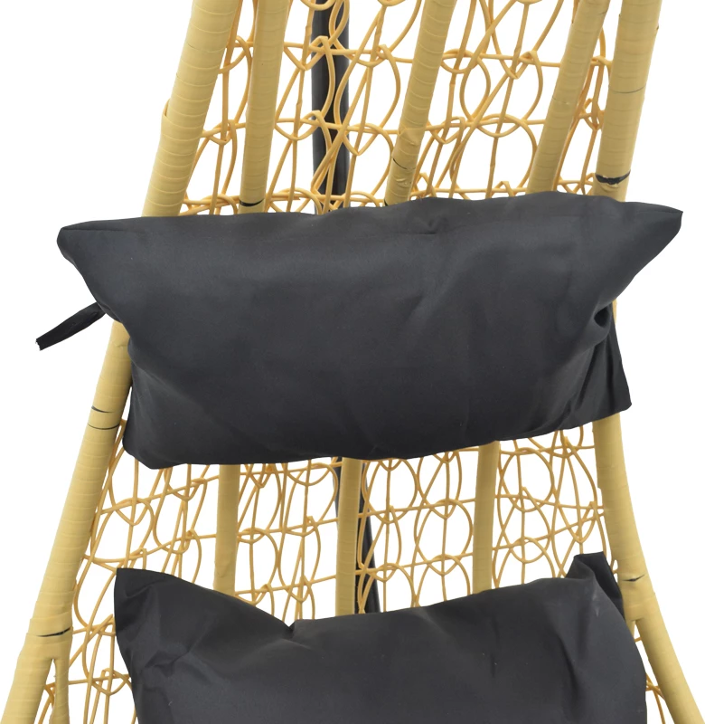 Viseči vrtni stol Soleil, naravna barva in črna kovina, 103x83x200 cm