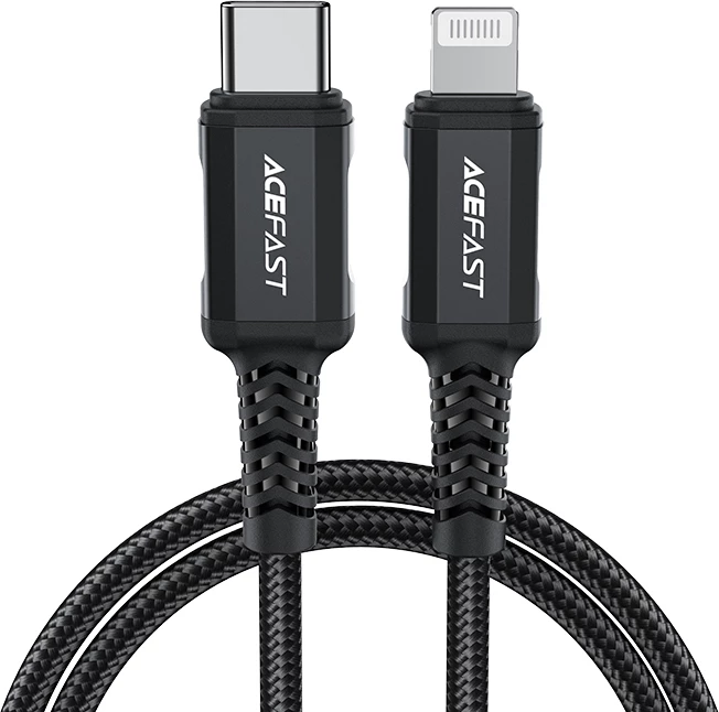 Kabel USB-C na Lightning, Acefast C4-01, 1,8 m, 30W, črn