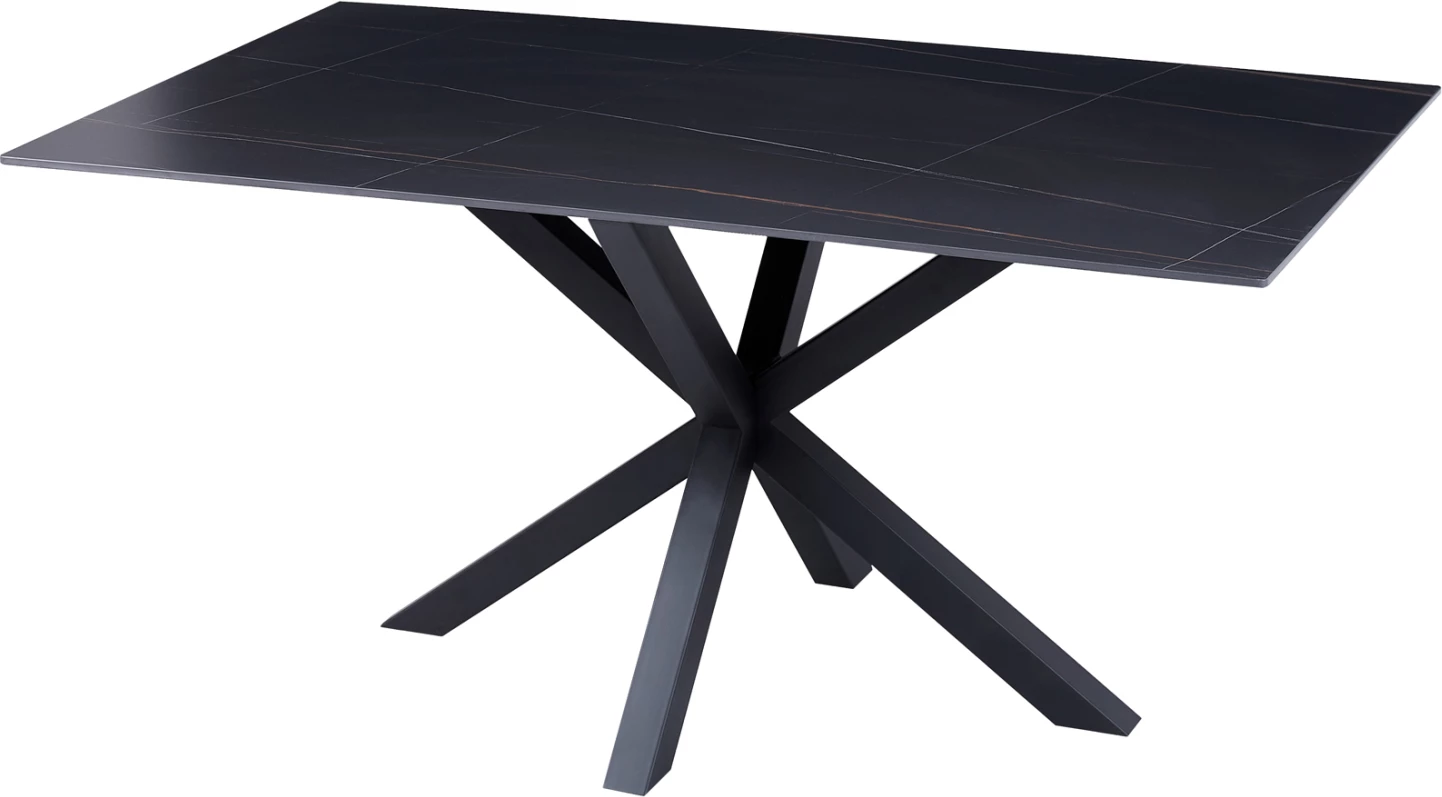 Klubska miza FH9470.04 s črnim marmorjem sintranim kamnitim vrhom-črna kovinska osnova 120x60x45,5Hcm