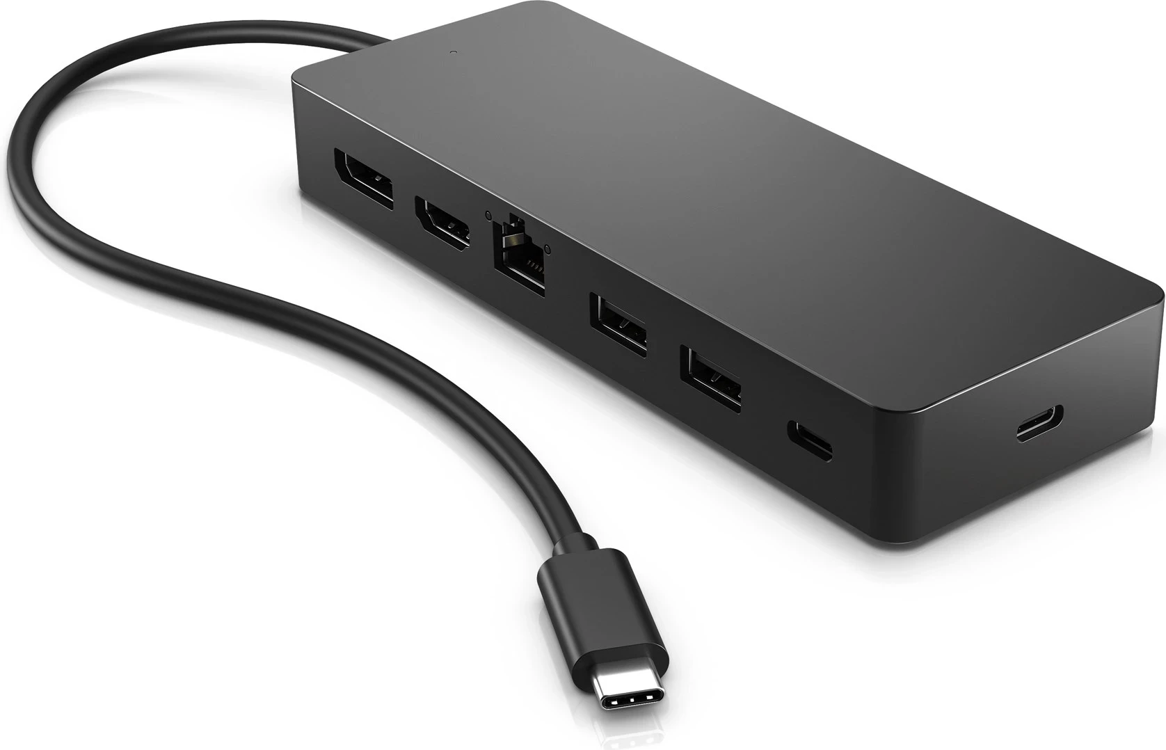 Hub univerzalen Ethernet LAN, 7 vrat, USB-C, HP, črn